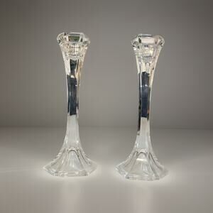 Gorham Candlesticks 8” Lead Crystal Baroque Candlestick Pair Czech Republic